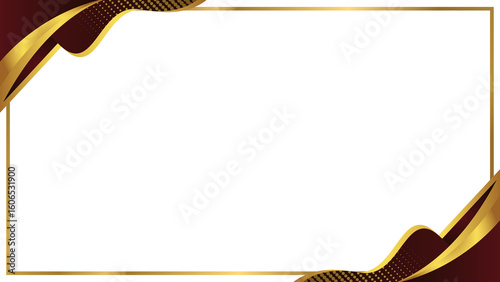 Elegant Maroon and Gold Abstract Border Frame Design