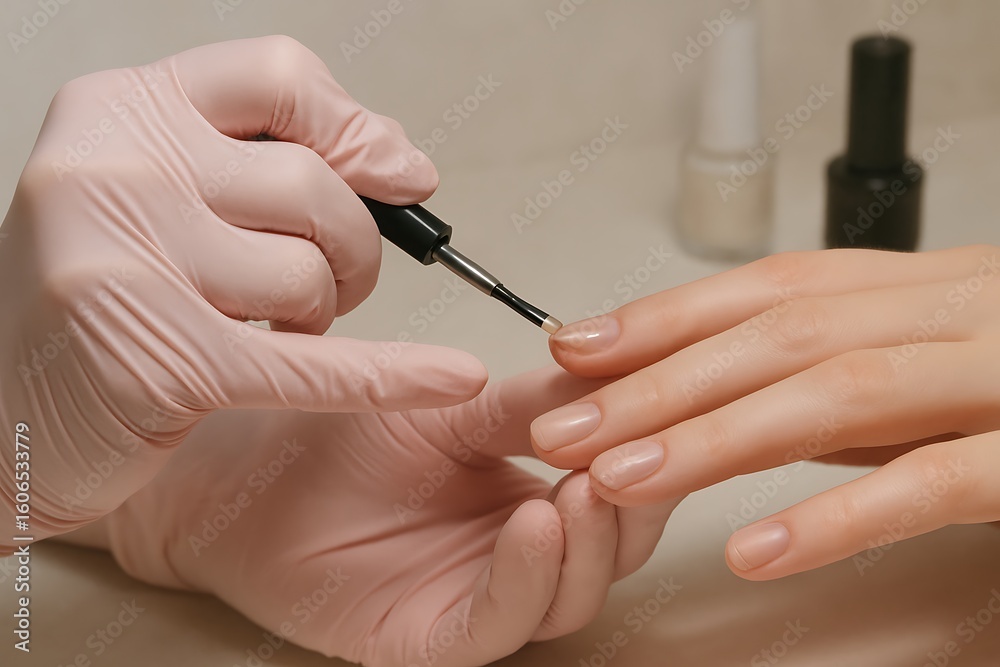 nail art application in a beauty salon with a close up of a professional applying nail polish to a womans finger using a precision tool, beauty salon background nail art application in a beauty salon with a close up of a professional applying nail polish to a womans finger using a precision tool, beauty salon background
