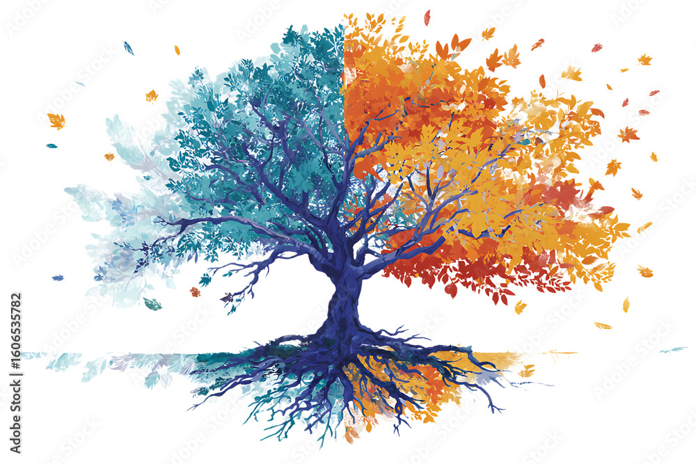 Obraz premium Abstract tree painting, four seasons