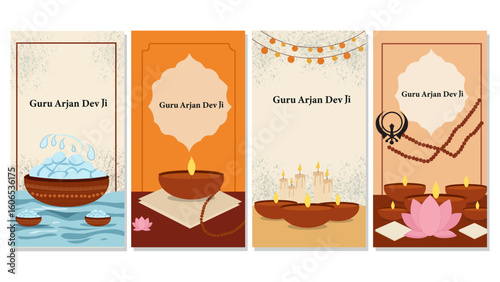 Guru Arjan Dev Vector Story Templates - Sikh Greetings