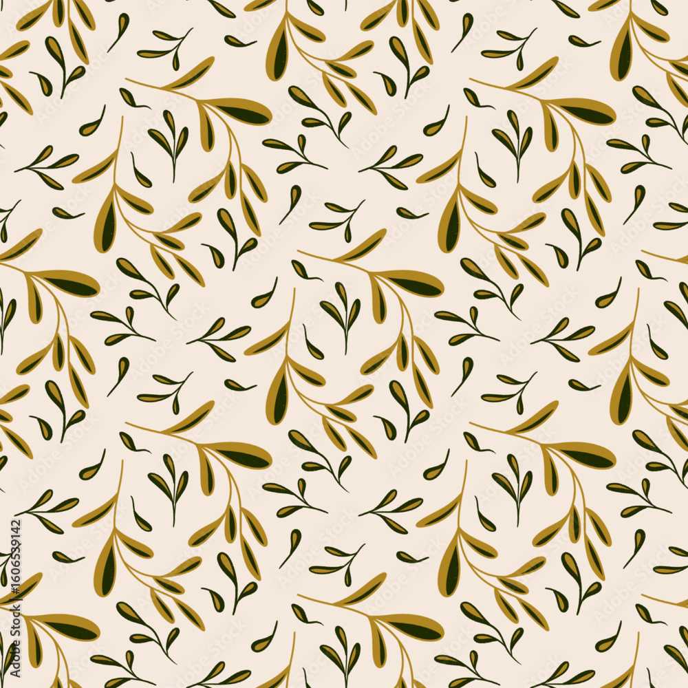 Fototapeta premium Brown Leaves Nature Seamless Pattern Background Design