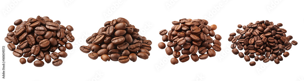 Naklejka premium Roasted coffee beans set isolated on transparent background