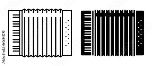 Linear icon. Accordion keyboard musical instrument. Simple black and white vector isolated on white background