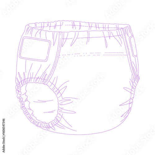 Baby Diaper Line Art Illustration