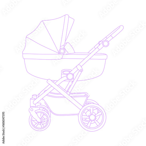 Baby Stroller Line Art Illustration