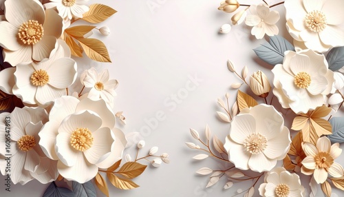 Elegant floral arrangement in minimalist style paper art studio setting creative design close-up aesthetic inspiration