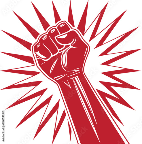 Clenched Fist Symbol with Radiating Lines for Activism and Empowerment Designs