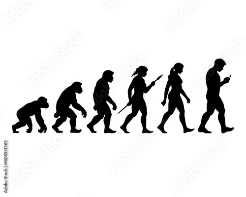 From Primates to Modern Technology User, Graphic Illustration