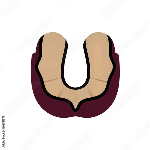 Stylized mouthguard silhouette on white background, sports protection concept