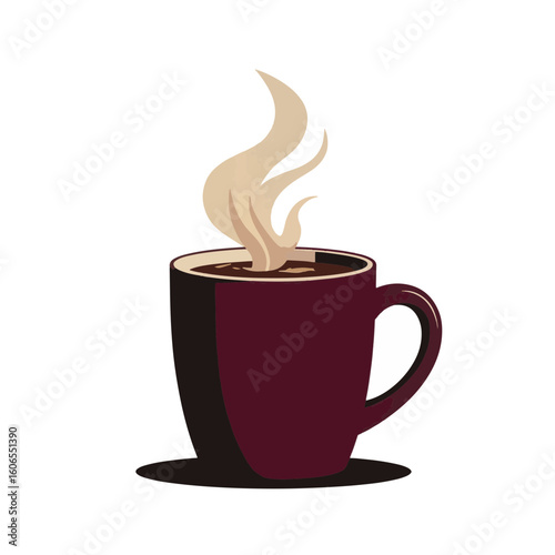 Steaming mug against white background, comfort and warmth
