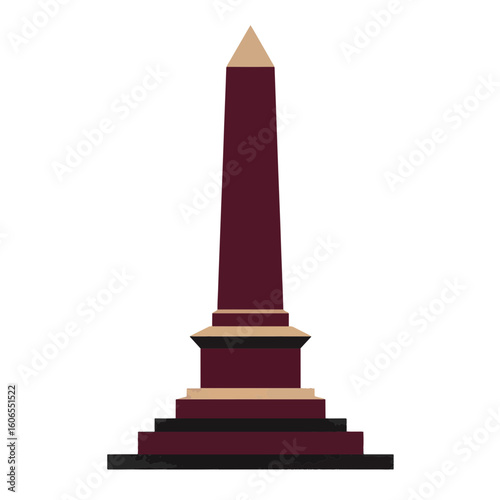 Elegant obelisk silhouette on white background, minimalist design