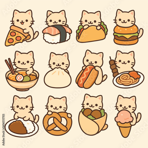 15 Cute Cat Icons - Kawaii Animal Vector Set for Stickers, Kids, and Prints