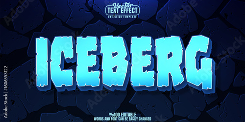 Iceberg editable text effect, customizable ice and cold 3d font style
