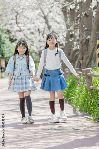 Wallpaper Mural 通学する小学生　桜並木 Torontodigital.ca