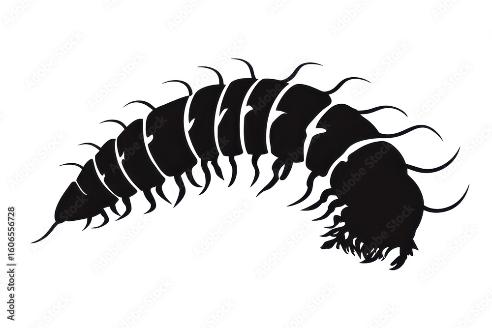 Fototapeta premium Wriggling maggotvector illustration isoleted on white background in silhouette .