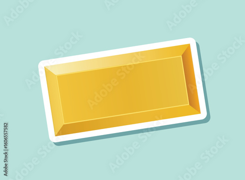 Gold bar stack sticker icon in flat style. Golden ingot vector illustration on isolated background. Financial treasure sign business concept.
