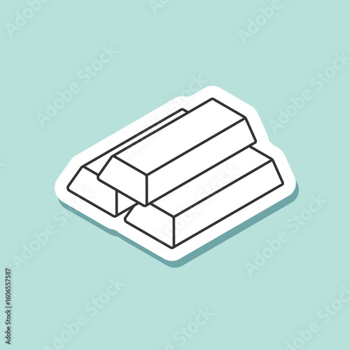 Gold bar stack sticker icon in flat style. Golden ingot vector illustration on isolated background. Financial treasure sign business concept.