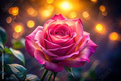 Night blooms: a gorgeous pink rose, captured in stunning macro detail,  its delicate petals highlighted against a dark backdrop.