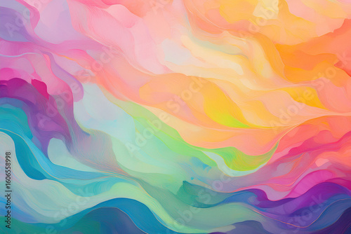Vibrant warm abstract painterly background., Modern colorful texture with artistic brush strokes resembling a sunset