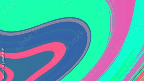 Swirling Colors Abstract: An image of an abstract design features dynamic swirls of vibrant colors. The fluidity of the forms and rich color palette of teal, pink, green.