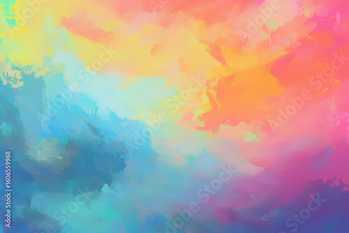 Vibrant colorful abstract painterly background, Modern rainbow texture with artistic brush strokes for pride and creative design