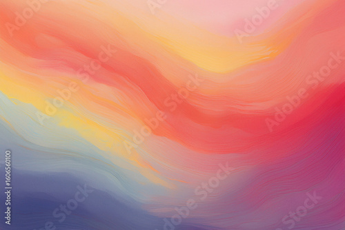 Vibrant warm abstract painterly background., Modern colorful texture with artistic brush strokes resembling a sunset
