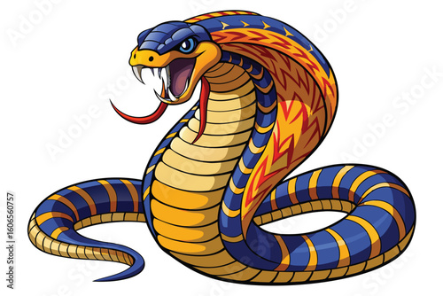 Cartoon Cobra Ready to Strike A Vibrant and Colorful Depiction of a Deadly Serpent with Detailed Scales and Formidable Fangs