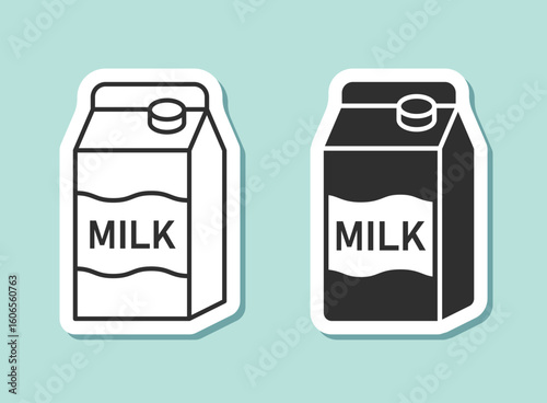 Milk bottle sticker icon in flat style. Dairy product vector illustration on isolated background. Milky liquid sign business concept.