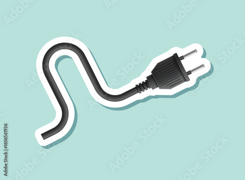 Electric socket sticker icon in flat style. Connection and disconnection vector illustration on isolated background. Wire adapter sign business concept.