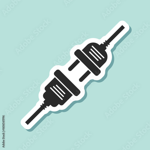 Electric socket sticker icon in flat style. Connection and disconnection vector illustration on isolated background. Wire adapter sign business concept.