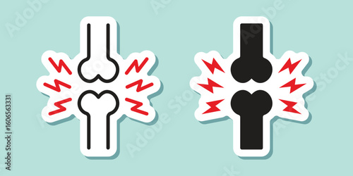 Dog bone sticker icon in flat style. Human skeleton vector illustration on isolated background. Healthy orthopedic sign business concept.