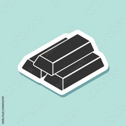 Gold bar stack sticker icon in flat style. Golden ingot vector illustration on isolated background. Financial treasure sign business concept.