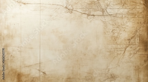 Old map paper background sepia tone; vintage faded surface with sketched lines and texture resembling ancient cartographic documents