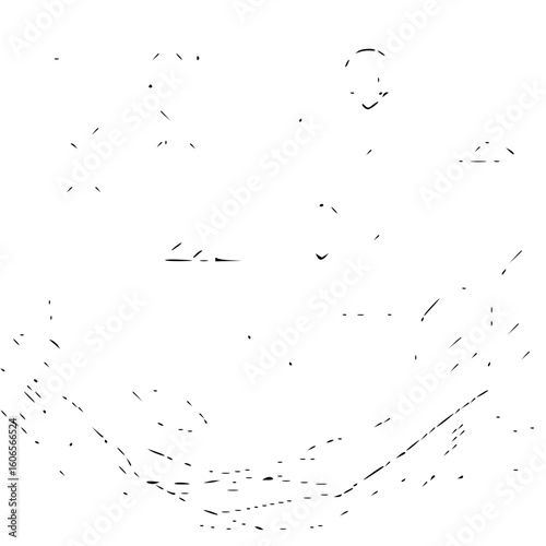 Abstract representation of a landscape with sparse lines in black and white minimalist rendering style