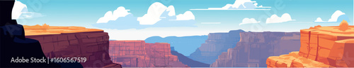 Grand Canyon Panorama Flat Vector Illustration