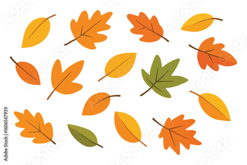 hand drawn flat autumn leaves