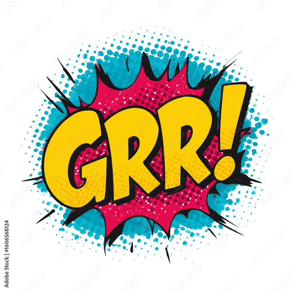 Fototapeta premium Bright comic style speech bubble with text grr