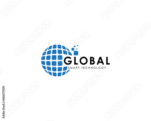 digital network connection, with a globe concept, logo graphic design.