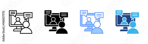 Online Discussion icon set multiple style collection