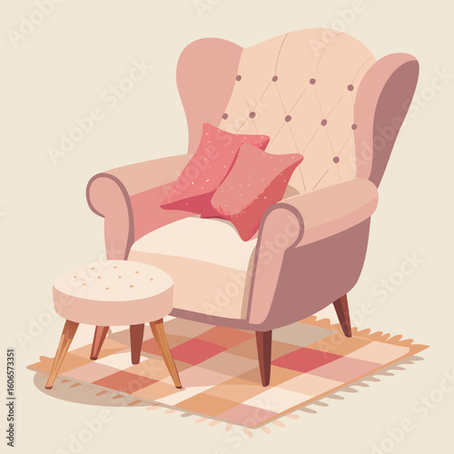 Vintage leather armchair in a luxurious room, a comfortable and stylish home decor object