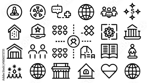 Minimal vector icon set of 40 travel and tourism concepts. Perfect grid alignment, no boxes, outline style. Ideal for apps, maps, booking, and travel branding.

