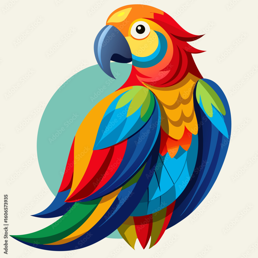 Fototapeta premium Vibrant stylized macaw parrot illustration