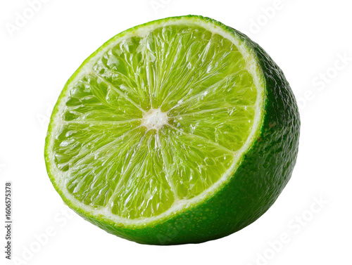 Slicing fresh lime for drinks and culinary delights home kitchen. Isolated on transparent background, png.