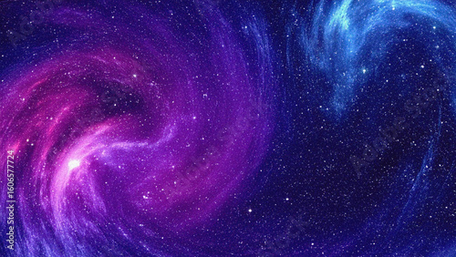 Galaxy swirls with vibrant hues of purple and blue.  Ideal for web design, science material, or marketing.