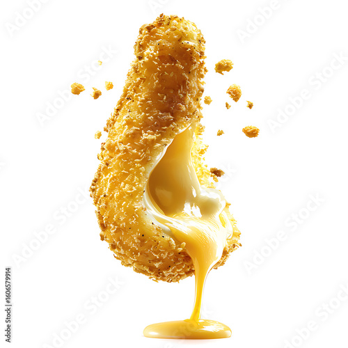 Crispy Breaded Food with Melted Cheese Dripping