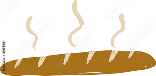 vector illustration of a brown bread. Baguette bread illustration doodle.