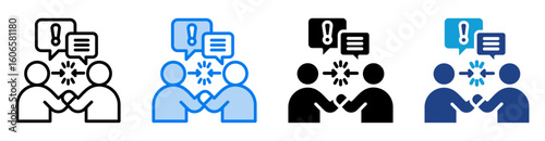 Conflict resolution icon set multiple style collection