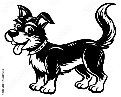 Happy cartoon dog with tongue out