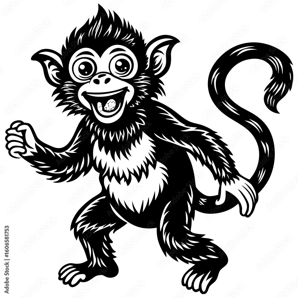 Obraz premium Happy monkey character illustration