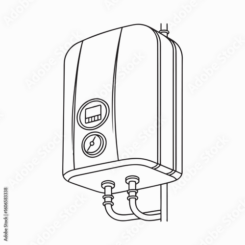 Modern Electric Water Heater Illustration Sleek Design and Essential Home Appliance Technology for Efficient Hot Water